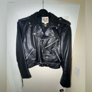 🖤🏍️Vintage UMR Black Leather Moto Jacket - Size L 🏍️🖤